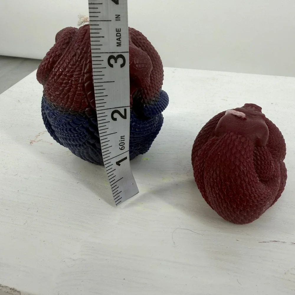 Handcrafted Snake Candle Set of 2 Burgundy Blue Coiled Serpent Gothic Decor Dark